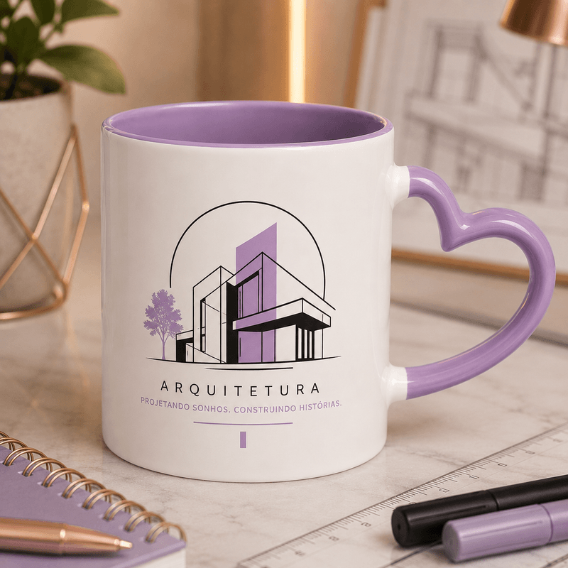 Caneca de Porcelana Alça de Coração