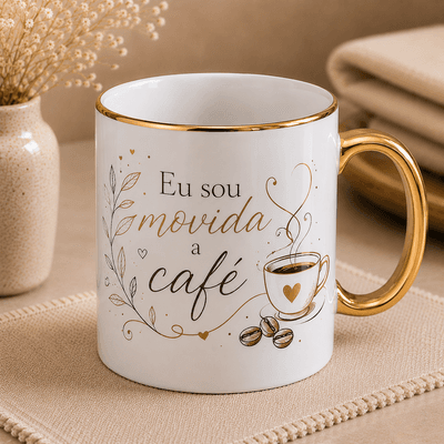 Caneca borda e alça dourada