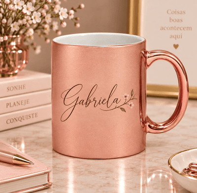 Caneca de Porcelana Metalizada